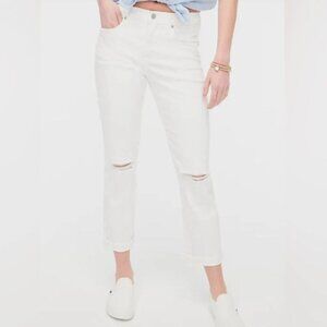NWT J. Crew White Boyfriend Slim Jean size 30 (10 US) Distressed